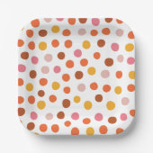 Roze, rood en geel polka stippen papier bord (Voorkant)