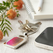 Roze Rood En Goud Patroon Sleutelhanger (Zijkant)