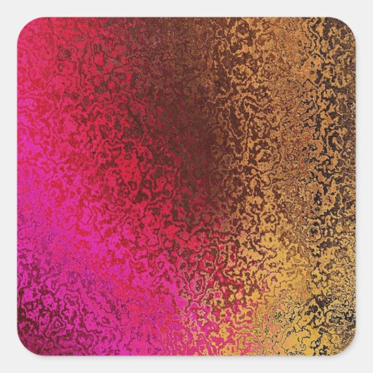 Roze Rood En Goud Patroon Vierkante Sticker (Voorkant)
