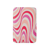 Roze, rood en grijs abstract retro swirl design badmat (Voorkant Verticaal)