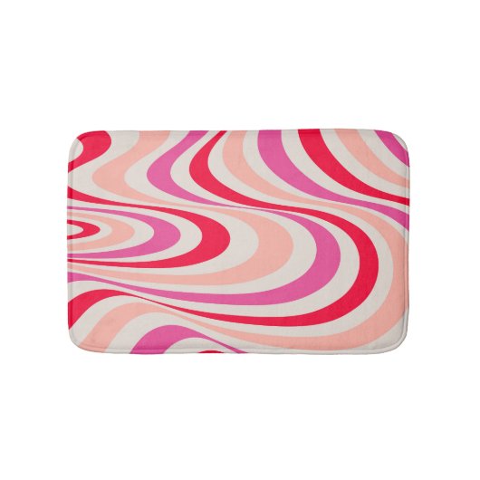 Roze, rood en grijs abstract retro swirl design badmat (Voorkant)