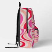Roze, rood en grijs abstract retro swirl design bedrukte rugzak (Links)