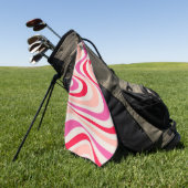Roze, rood en grijs abstract retro swirl design golfhanddoek (Groen)