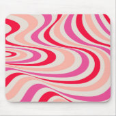 Roze, rood en grijs abstract retro swirl design muismat (Voorkant)