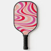 Roze, rood en grijs abstract retro swirl design pickleball paddle (Voorkant)