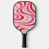 Roze, rood en grijs abstract retro swirl design pickleball paddle (Achterkant)