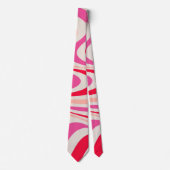Roze, rood en grijs abstract retro swirl design stropdas (Voorkant)