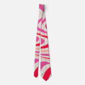 Roze, rood en grijs abstract retro swirl design stropdas (Achterkant)
