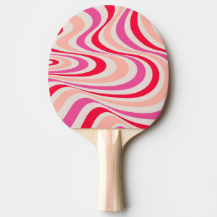 Roze, rood en grijs abstract retro swirl design tafeltennisbatje