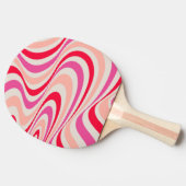 Roze, rood en grijs abstract retro swirl design tafeltennisbatje (Zijkant)