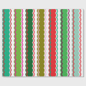 Roze rood en groen geschulpte streeppatroon cadeaupapier (Vlak)