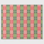 Roze Rood en Sage Groene Vierkanten Cadeaupapier (Vlak)