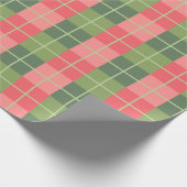 Roze Rood en Sage Groene Vierkanten Cadeaupapier (Hoek)