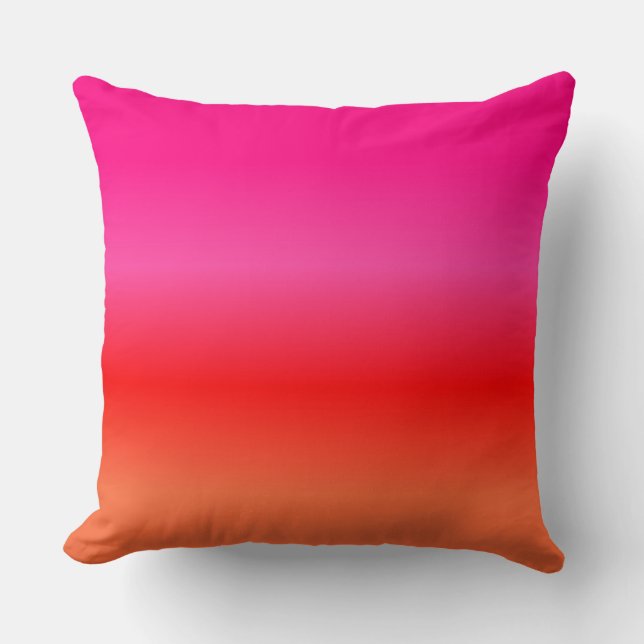 Roze, Rood en Sinaasappel Gradient gooi kussen (Voorkant)