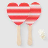 Roze Rood en Wit Eenvoudig Horizontaal Gestreept Handwaaier (Voorkant en achterkant)