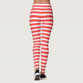 Roze Rood en Wit Eenvoudig Horizontaal Gestreept Leggings (Achterkant)