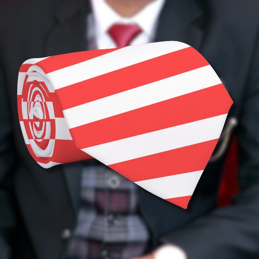 Roze Rood en Wit Eenvoudig Horizontaal Gestreept Stropdas