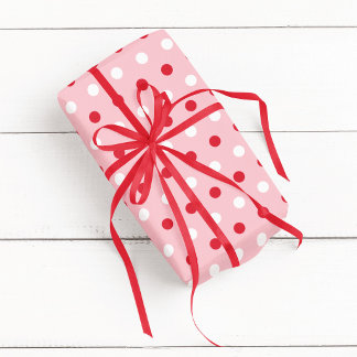 Roze Rood en Witte Stippen Cadeaupapier
