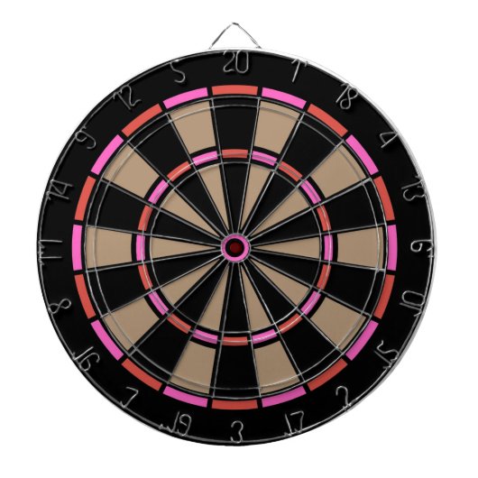 Roze Rood en Zwart Retro Dartbord (Voorkant)
