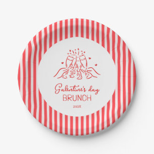 Roze Rood Galentine-feest Papieren Bordje