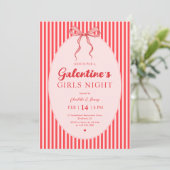 Roze Rood Galentine's Feest Uitnodiging (Staand voorkant)