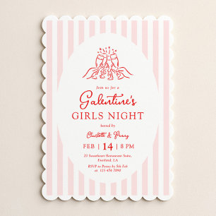 Roze Rood Galentine's Feest Uitnodiging