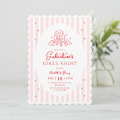 Roze Rood Galentine's Feest Uitnodiging (Staand voorkant)