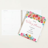 Roze Rood Geel Blauw Bloemig Elegant Bruiloft Planner (Display)