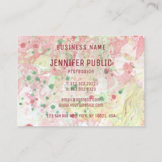 Roze rood geel groen modern Abstract legant Visitekaartje (Achterkant)