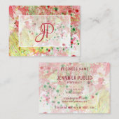 Roze rood geel groen modern Abstract legant Visitekaartje (Voorkant / Achterkant)