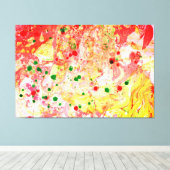 Roze rood geel groen moderne Abstracte kunst trend Canvas Afdruk (Insitu (Houten vloer))