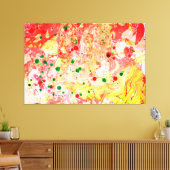 Roze rood geel groen moderne Abstracte kunst trend Canvas Afdruk (Insitu (Woonkamer))