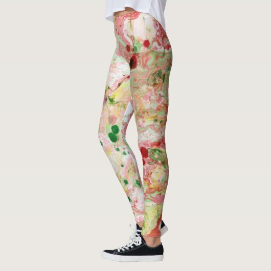 Roze rood geel groen tiendy Abstract Leggings (Links)
