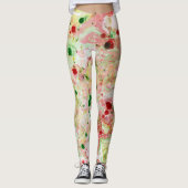 Roze rood geel groen tiendy Abstract Leggings (Voorkant)