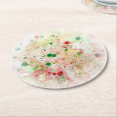 Roze rood geel groene Abstracte moderne Sjabloon Ronde Kartonnen Onderzetter (Gebogen)