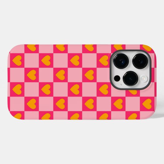 Roze Rood Geel Hart Liefde Geruit Y2K Patroon Case-Mate iPhone Case (Achterkant (horizontaal))