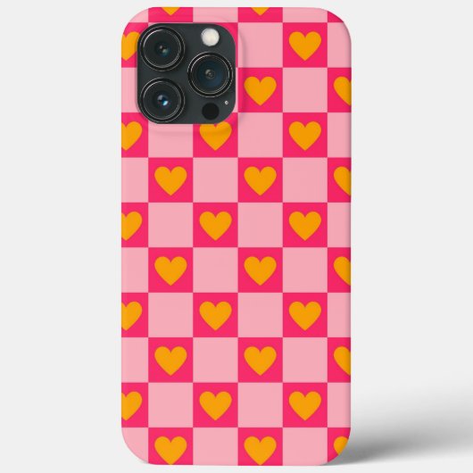 Roze Rood Geel Hart Liefde Geruit Y2K Patroon Case-Mate iPhone Case (Achterkant)