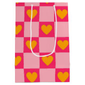 Roze Rood Geel Hart Liefde Geruit Y2K Patroon Medium Cadeauzakje (Achterkant)