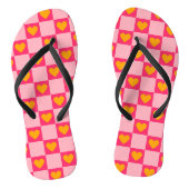 Roze Rood Geel Hart Liefde Geruit Y2K Patroon Teenslippers (Voetbed)