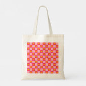 Roze Rood Geel Hart Liefde Geruit Y2K Patroon Tote Bag (Achterkant)