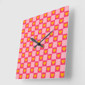 Roze Rood Geel Hart Liefde Geruit Y2K Patroon Vierkante Klok (Hoek)