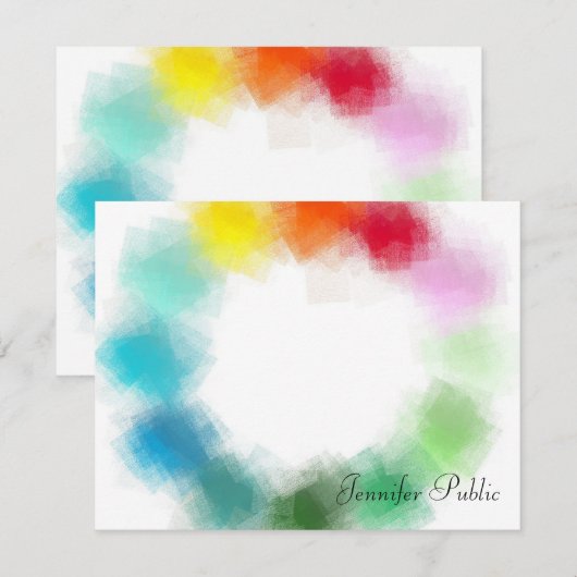 Roze rood geel Oranje blauw groen kleurig Notitiekaartje (Voorkant / Achterkant)