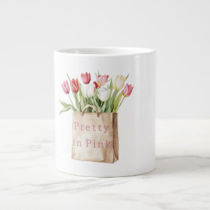 Roze Rood Geel Witte Tulp Bloemen in Zak Grote Koffiekop