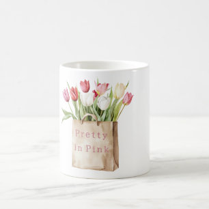 Roze Rood Geel Witte Tulp Bloemen in Zak Koffiemok