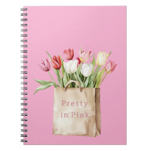 Roze Rood Geel Witte Tulp Bloemen in Zak Notitieboek