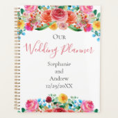 Roze rood-gele blauwe vlinderbruin planner (Voorkant)