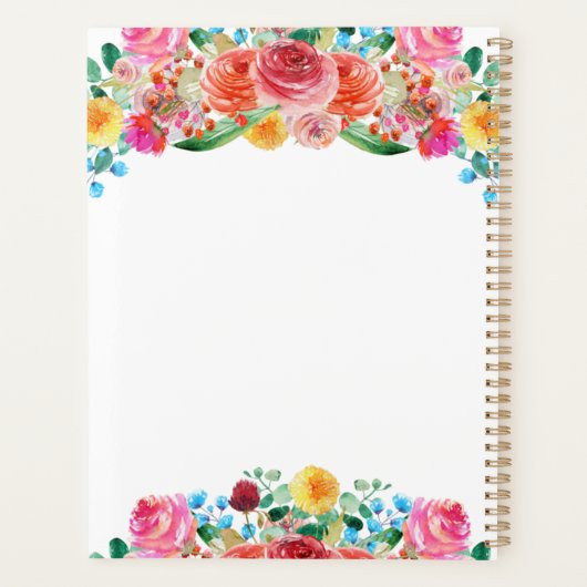 Roze rood-gele blauwe vlinderbruin planner (Achterkant)