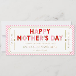 Roze Rood Gelukkige Moederdag Cadeaubonkaart Kaart