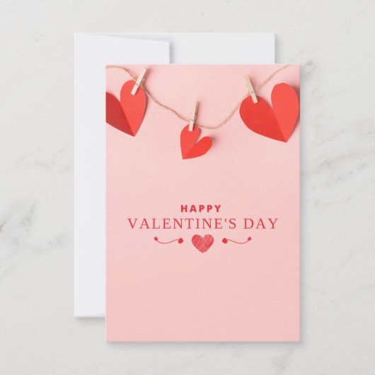 Roze Rood Gelukkige Valentijnsdag Kaart (Voorkant)