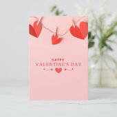Roze Rood Gelukkige Valentijnsdag Kaart (Staand voorkant)